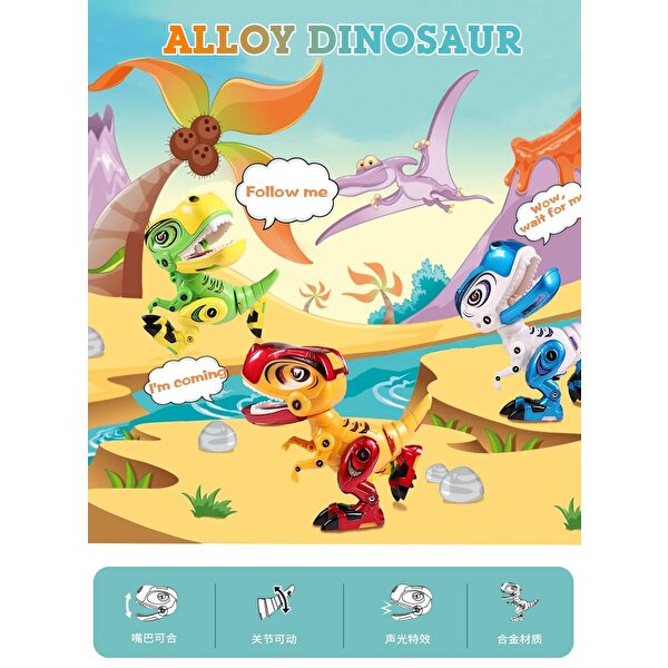 Işıklı ve Sesli Die Cast Yeşil Dinozor