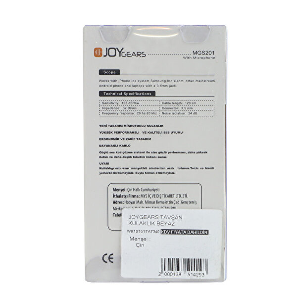 Joygears Tavşan Kulaklık Beyaz