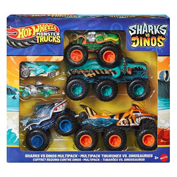 Hot Wheels Monster Trucks Köpek Balığı ve Dinozor Araba Multi Paket JGD68