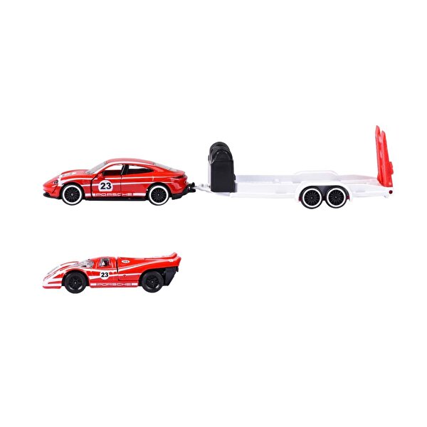 Majorette Porsche Deluxe Trailer 3’lü Set Porsche Taycan Turbo S + Porsche 917