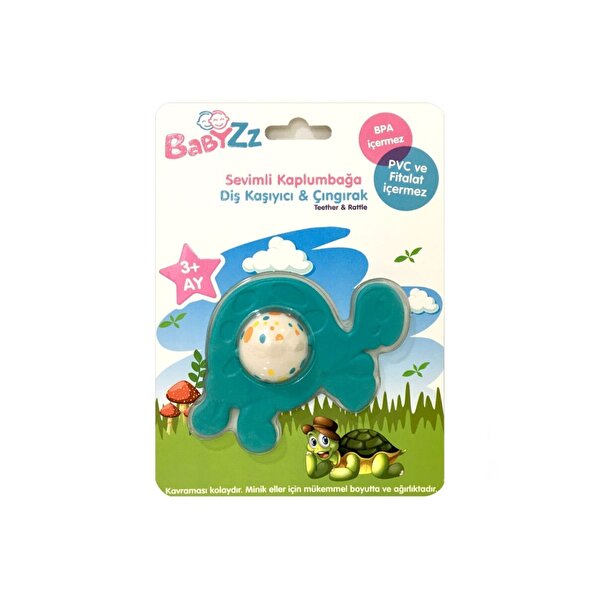 LC Sevimli Kamplumbağa Diş Kaşıyıcı Çıngırak Mavi