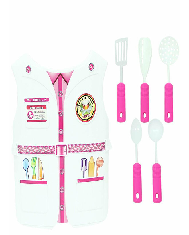 Kartela Kostümlü Kız Çocuk Aşçı Set