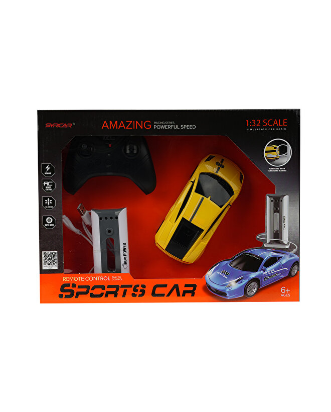 Şarj İstasyonlu Uzaktan Kumandalı Spor Sarı Araba