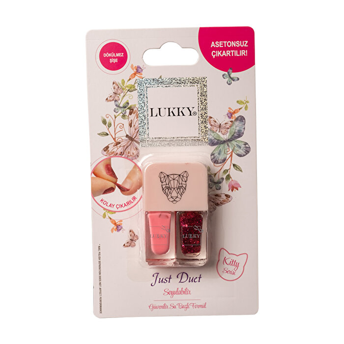 Lukky Su Bazlı 2'si 1 arada Soyulabilir Pembe Oje