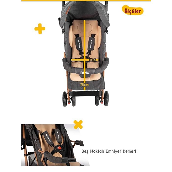 Rival Sweet Tam Yatar Baston Bebek Arabası Gold Antrasit RV111