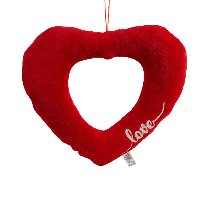 Love Nakışlı Kalpli Yastık 35 Cm Peluş
