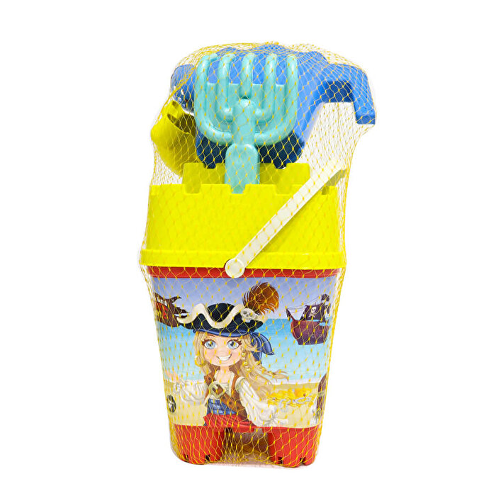 Resimli Sarı Kapaklı Full Parçalı Mavi Suluklu Dev Kova Seti 1029