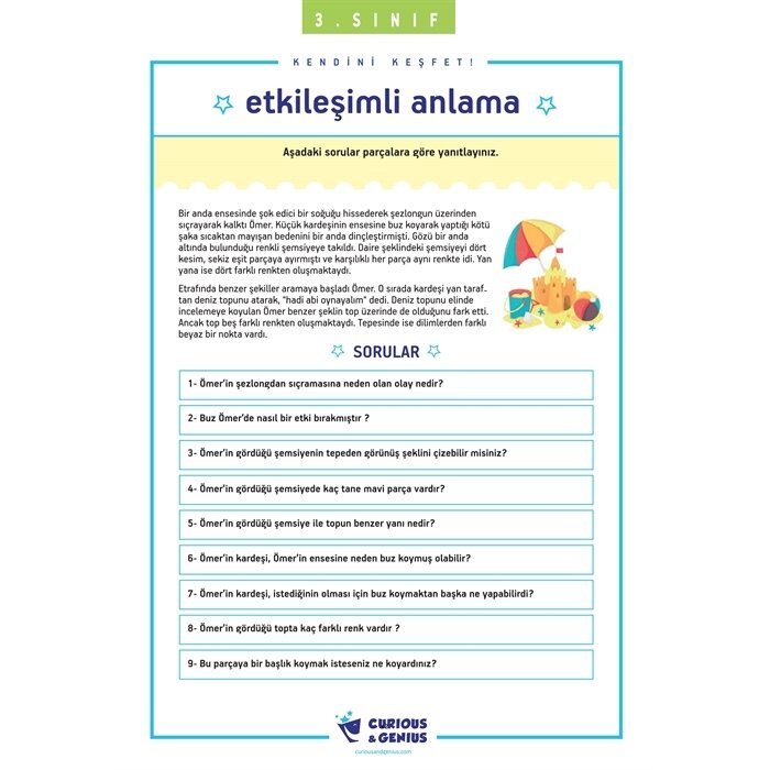 3.Sınıf - Bilişsel Beceriler Geliştirme Aktiviteleri Seti (A-B-C seri)