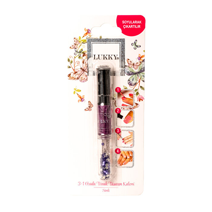 Lukky 3'ü 1 Arada Tırnak Tasarım Kalemi Mor