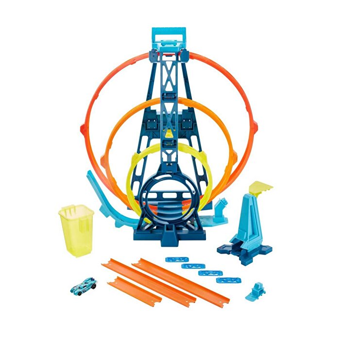Hot Wheels Track Builder Üçlü Çember Aksiyonu Seti