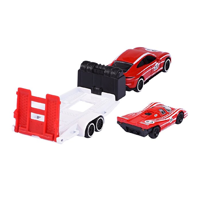 Majorette Porsche Deluxe Trailer 3’lü Set Porsche Taycan Turbo S + Porsche 917