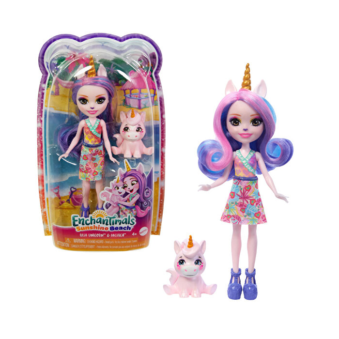 Enchantimals Popüler Karakter Bebekler Ulia Unicorn ve Pacifica HRX84