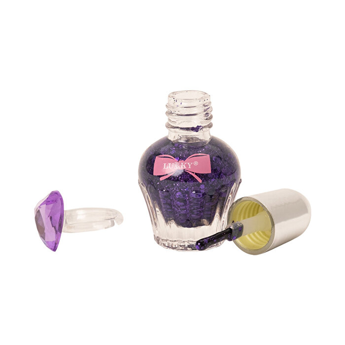 Lukky Su Bazlı Parlak Koyu Mor Konfeti Soyulabilir Oje