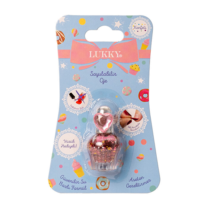 Lukky Su Bazlı Parlak Pembe Konfeti Soyulabilir Oje