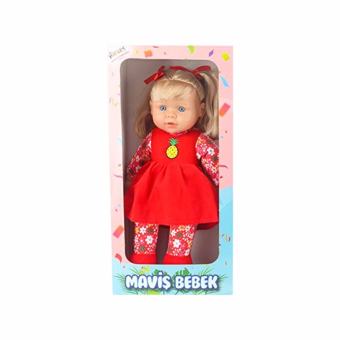 Maviş Bebek Kırmızı Çiçekli Elbiseli 42 Cm