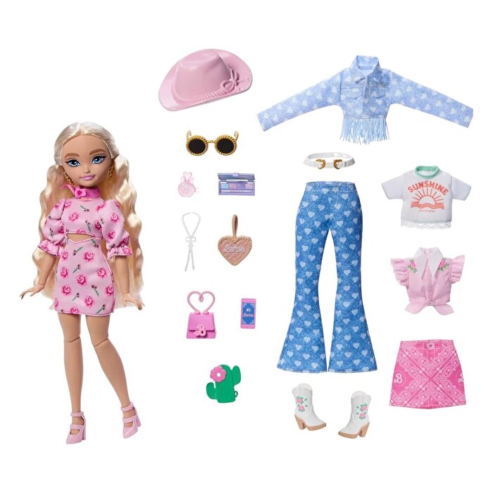 Barbie Dream Besties Festival Kombinleri Barbie Malibu Bebek ve Aksesuarları Seti JGH87