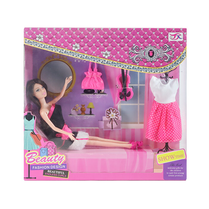 Koyu Pembe Puantiyeli Doll Bebek 856A3