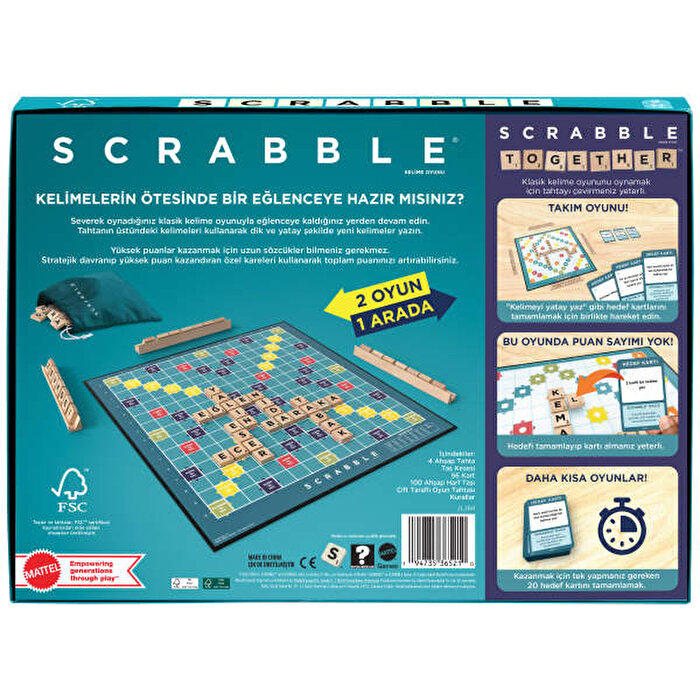 Scrabble Ahşap İkisi Bir Arada Türkçe JLJ64