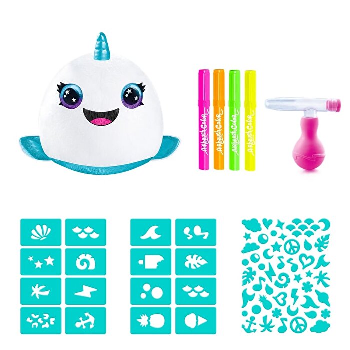 Airbrush Plush Squishy Peluş Neon Narwhal