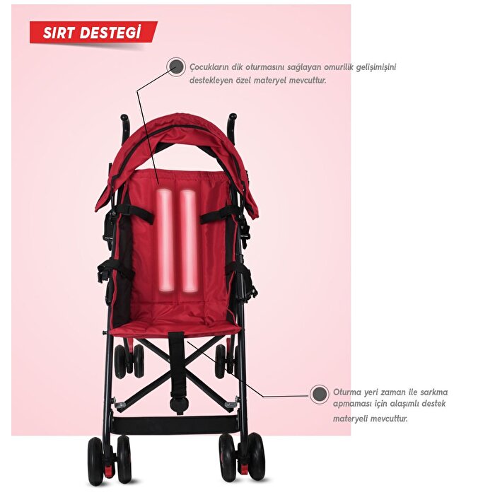 Rival Tokyo Baston Bebek Arabası Kırmızı RV108