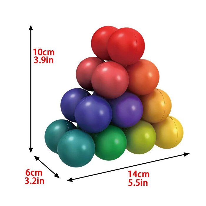 3D Gökkuşağı Renkli Plastik Eğitici Dekompresyon Toplar
