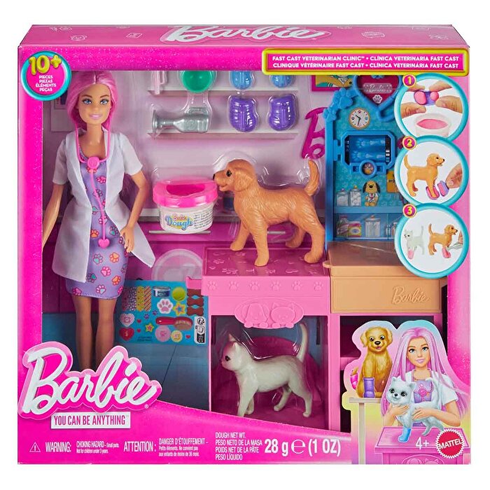 Barbie'nin Veteriner Kliniği Bebek ve Aksesuarlar Oyun Seti JFX93