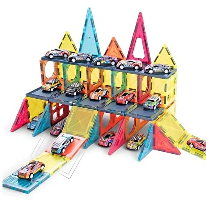 Magnetic Tiles Otopark Manyetik Yapı Blokları 112 Parça