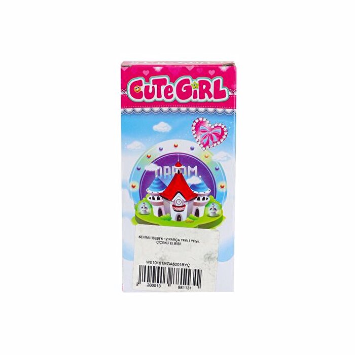 Sevimli Mini Bebek Kumral Yeşil Çiçekli Elbise