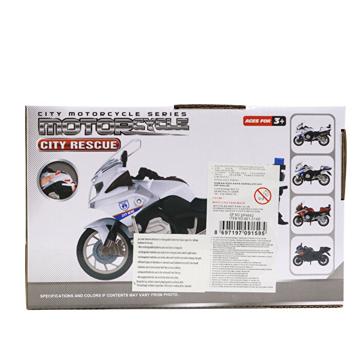 Sesli Işıklı Beyaz Polis Motosikleti