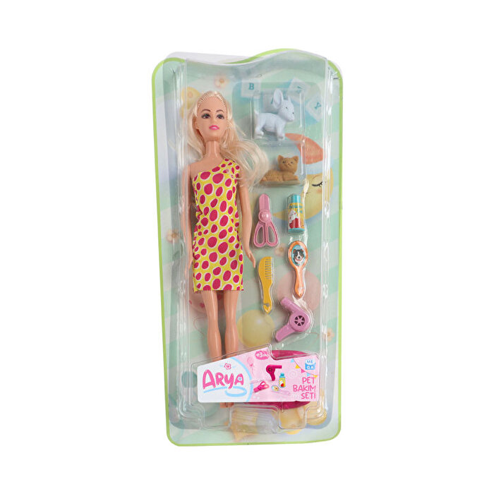 Arya Pet Bakım ve Pet Besleme Seti̇ Sarı Puantiye Elbi̇seli̇