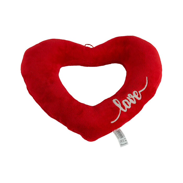 Love Nakışlı Kalpli Yastık 35 Cm Peluş