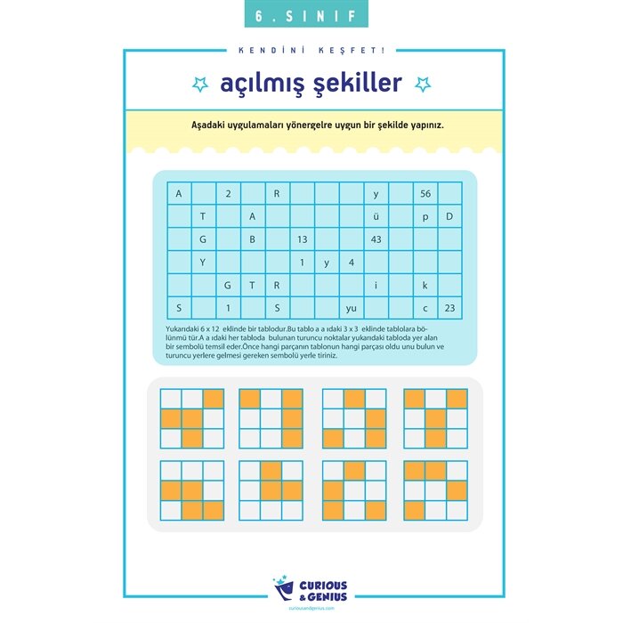 6.Sınıf - Bilişsel Beceriler Geliştirme Aktiviteleri Seti (A-B-C seri)