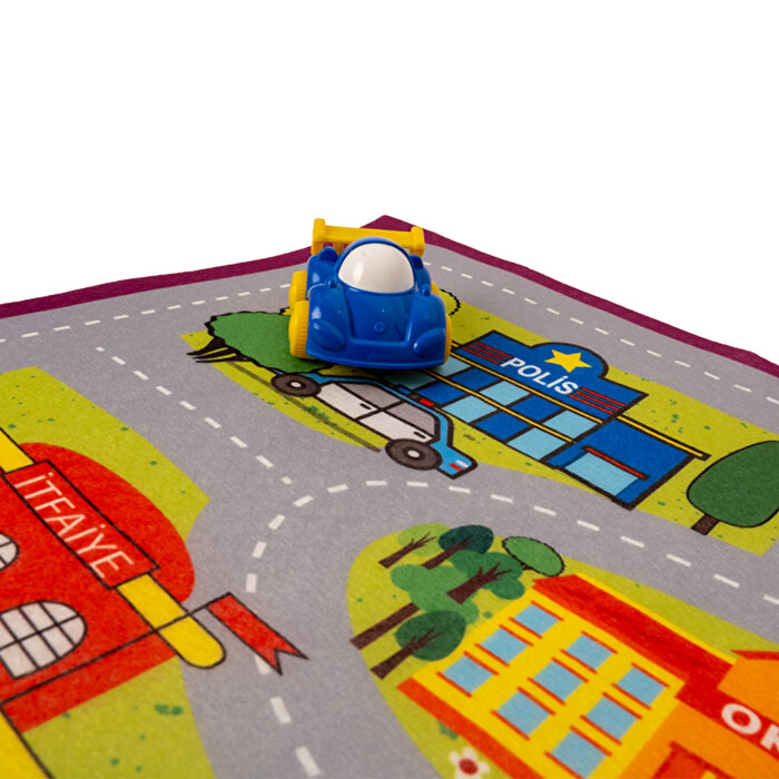 Afacan Arabalar ve Oyun Halısı Mor ve Mavi Araba