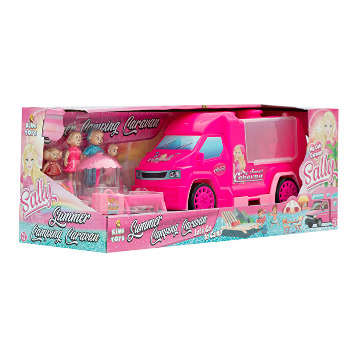 Sally Karavan Kamp Seri̇si̇ Fi̇gürlü Oyun Seti̇ Koyu Pembe