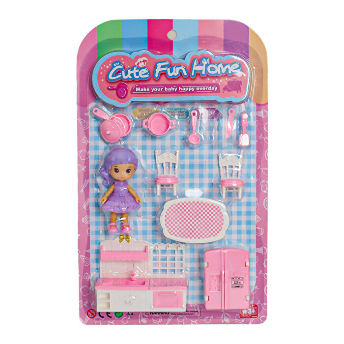 Mini Mutfak Aksesuar Setli Bebek Mor Saçlı