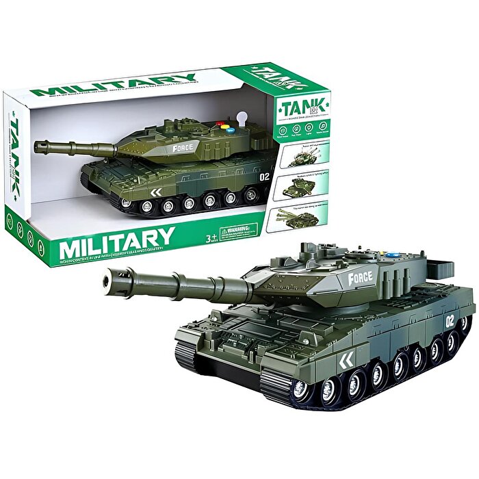Sür Gitsin Sesli Işıklı Yeşil Askeri Tank