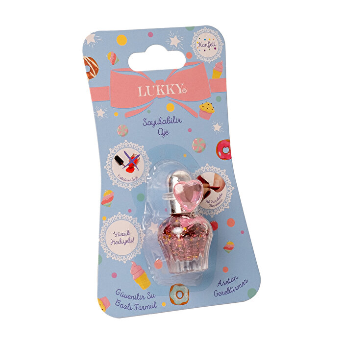 Lukky Su Bazlı Parlak Pembe Konfeti Soyulabilir Oje