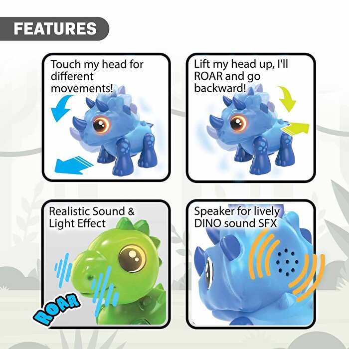 Silverlit Sesli ve Işıklı Elektronik Robot Dino Heads Up Mavi