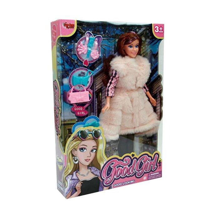 Aksesuarlı Kürklü Pembe Bebek Seti