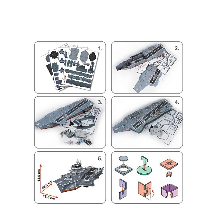 Cubic Fun 3D Puzzle 60 Parça Charles De Gaulle Uçak Gemisi