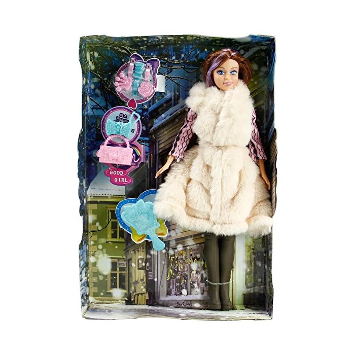 Aksesuarlı Kürklü Pembe Bebek Seti