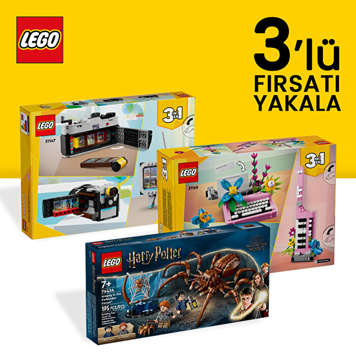 LEGO 3’lü Özel Set Paketi Retro Kamera + Çiçekli Daktilo + Harry Potter Aragog Macerası Seti