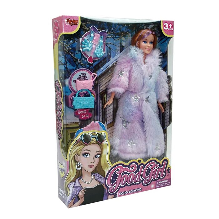 Aksesuarlı Kürklü Mor Bebek Seti