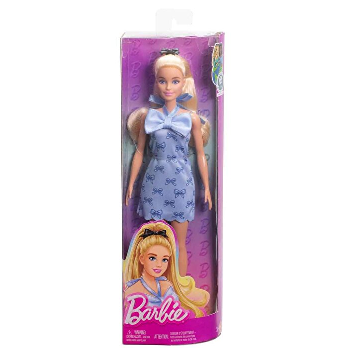 Barbie Mavi Fiyonklu Elbiseli Fashionistas Bebeği HYT93
