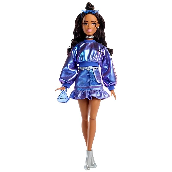 Barbie Deluxe Style Stil İkonu Bebek Metalik Mavi Üst ve Etekli JFP42