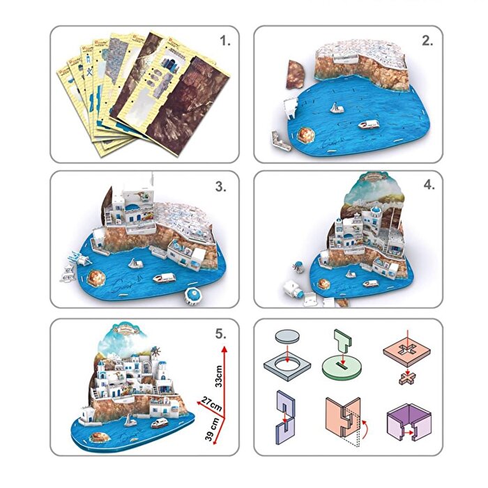Cubic Fun 3D Puzzle 129 Parça Santorini Adası