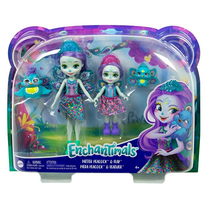 Enchantimals Kız Kardeş Bebekler Tavus Kuşu Patter ile Flap ve Pierapeacock ile Feather HCF83