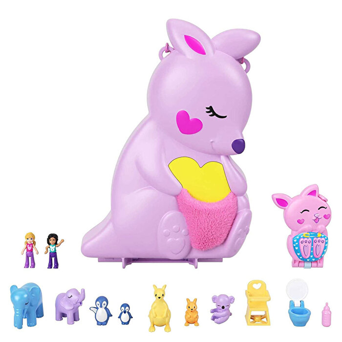 Polly Pocket Çanta Olabilen Micro Oyun Setleri Mama ve Joey Kangaroo HKV50