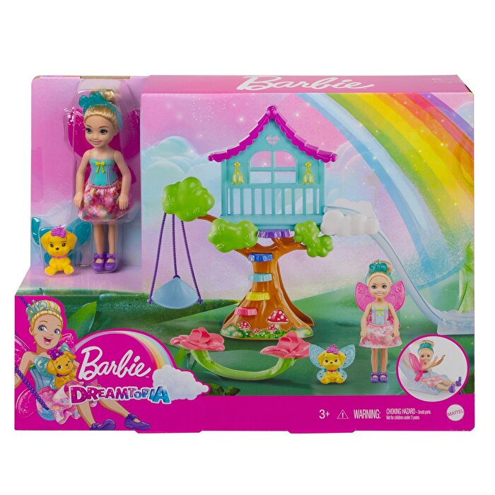 Barbie Dreamtopia Chelsea ve Eğlenceli Dünyası Oyun Seti Ağaç Ev GTF49