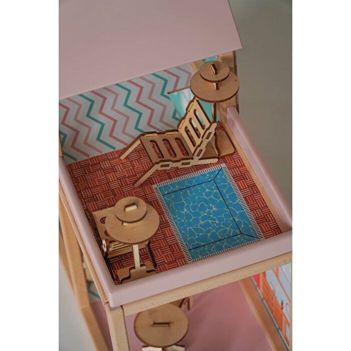 Ahşap Merdivenli Ev 1003 Mavi